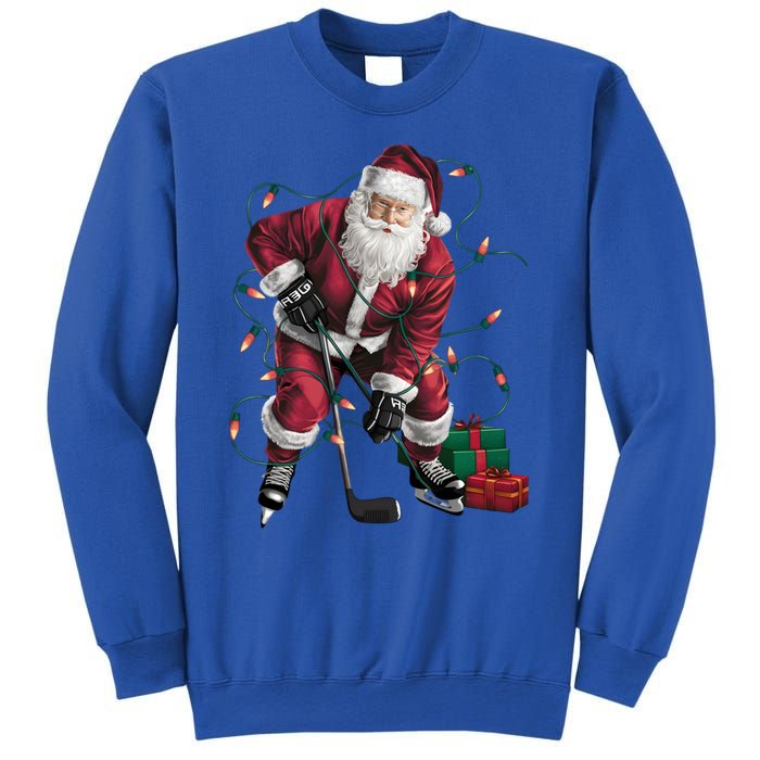 Xmas Lighting Santa Playing Hockey Christmas Gift Sweatshirt