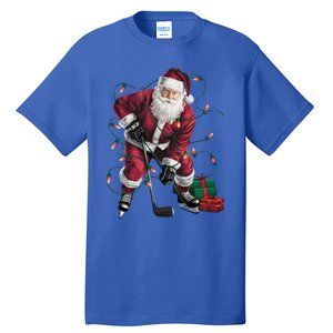 Xmas Lighting Santa Playing Hockey Christmas Gift Tall T-Shirt