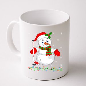 Xmas Lights Santa Snow Playing Ice Hockey Christmas Gift Coffee Mug