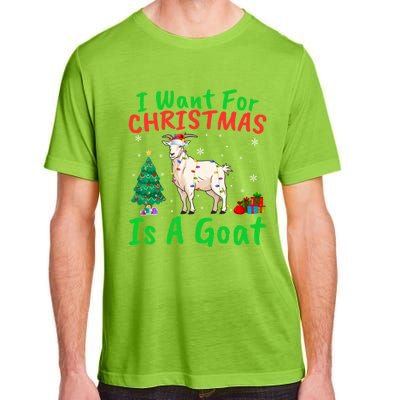 Xmas Lighting Santa Goat I Want For Christmas Is A Goat Gift Adult ChromaSoft Performance T-Shirt