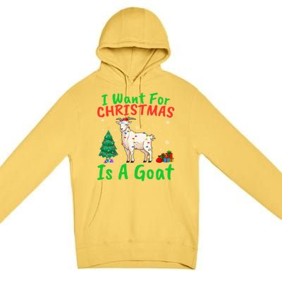 Xmas Lighting Santa Goat I Want For Christmas Is A Goat Gift Premium Pullover Hoodie