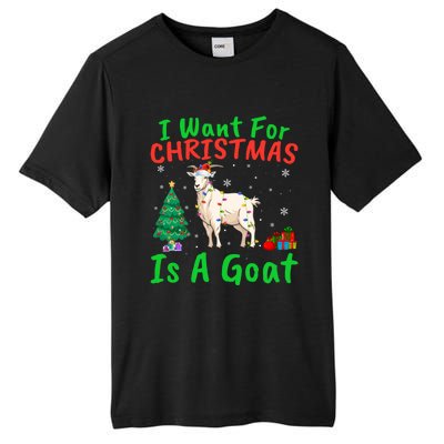 Xmas Lighting Santa Goat I Want For Christmas Is A Goat Gift Tall Fusion ChromaSoft Performance T-Shirt