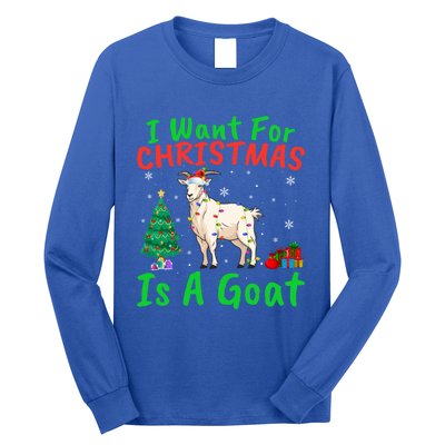 Xmas Lighting Santa Goat I Want For Christmas Is A Goat Gift Long Sleeve Shirt