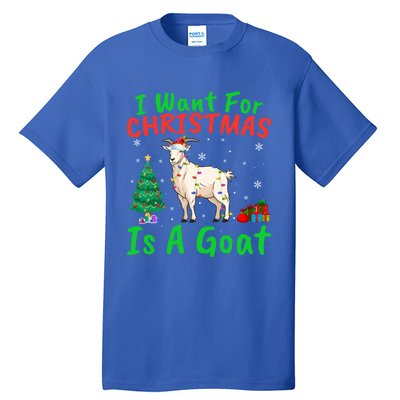 Xmas Lighting Santa Goat I Want For Christmas Is A Goat Gift Tall T-Shirt