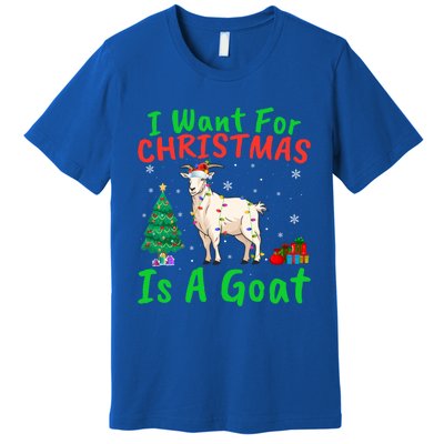 Xmas Lighting Santa Goat I Want For Christmas Is A Goat Gift Premium T-Shirt