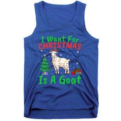 Xmas Lighting Santa Goat I Want For Christmas Is A Goat Gift Tank Top