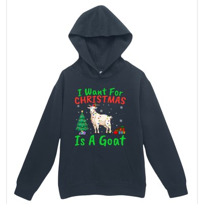 Xmas Lighting Santa Goat I Want For Christmas Is A Goat Gift Urban Pullover Hoodie