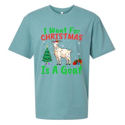 Xmas Lighting Santa Goat I Want For Christmas Is A Goat Gift Sueded Cloud Jersey T-Shirt