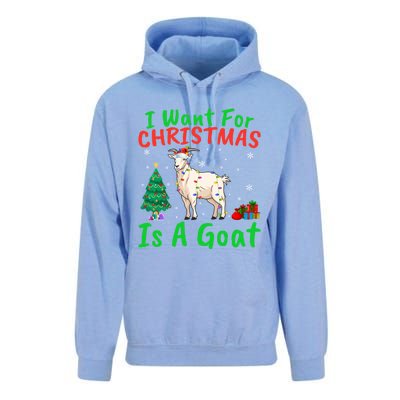 Xmas Lighting Santa Goat I Want For Christmas Is A Goat Gift Unisex Surf Hoodie