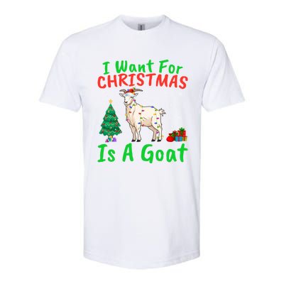 Xmas Lighting Santa Goat I Want For Christmas Is A Goat Gift Softstyle CVC T-Shirt