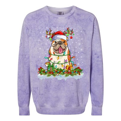 Xmas Lighting Santa American Bulldog Christmas Cool Gift Colorblast Crewneck Sweatshirt