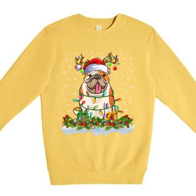 Xmas Lighting Santa American Bulldog Christmas Cool Gift Premium Crewneck Sweatshirt