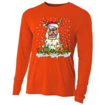 Xmas Lighting Santa American Bulldog Christmas Cool Gift Cooling Performance Long Sleeve Crew