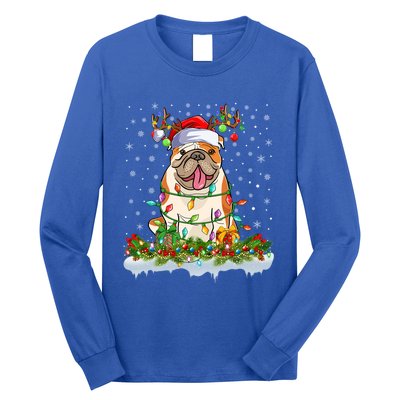 Xmas Lighting Santa American Bulldog Christmas Cool Gift Long Sleeve Shirt