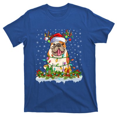 Xmas Lighting Santa American Bulldog Christmas Cool Gift T-Shirt