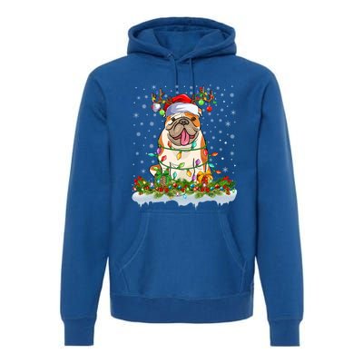 Xmas Lighting Santa American Bulldog Christmas Cool Gift Premium Hoodie