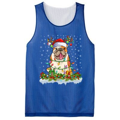 Xmas Lighting Santa American Bulldog Christmas Cool Gift Mesh Reversible Basketball Jersey Tank