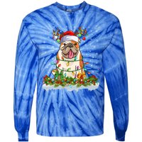 Xmas Lighting Santa American Bulldog Christmas Cool Gift Tie-Dye Long Sleeve Shirt