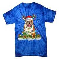 Xmas Lighting Santa American Bulldog Christmas Cool Gift Tie-Dye T-Shirt