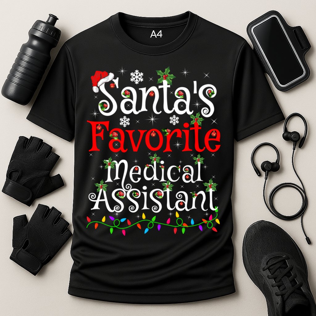 Xmas Lighting SantaS Favorite Medical Assistant Christmas Gift Cooling Performance Crew T-Shirt