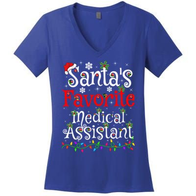Xmas Lighting SantaS Favorite Medical Assistant Christmas Gift Women's V-Neck T-Shirt