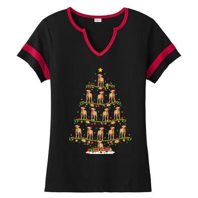 Xmas Lighting Santa Chesapeake Bay Retriever Christmas Tree Gift Ladies Halftime Notch Neck Tee