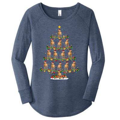 Xmas Lighting Santa Chesapeake Bay Retriever Christmas Tree Gift Women's Perfect Tri Tunic Long Sleeve Shirt