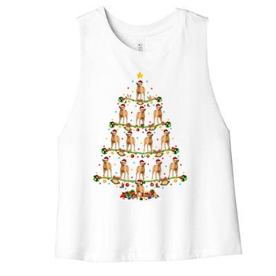 Xmas Lighting Santa Chesapeake Bay Retriever Christmas Tree Gift Women's Racerback Cropped Tank