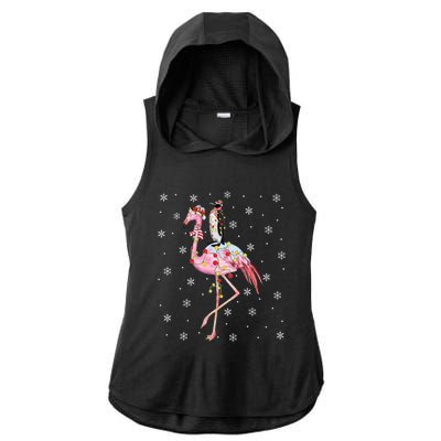 Xmas Lighting Santa Hat Flamingo Riding Penguin Christmas Cute Gift Ladies PosiCharge Tri-Blend Wicking Draft Hoodie Tank