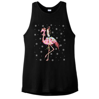 Xmas Lighting Santa Hat Flamingo Riding Penguin Christmas Cute Gift Ladies PosiCharge Tri-Blend Wicking Tank