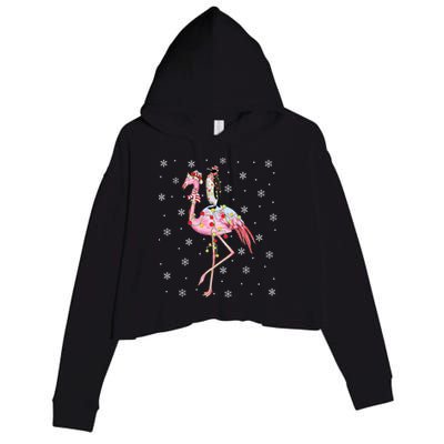 Xmas Lighting Santa Hat Flamingo Riding Penguin Christmas Cute Gift Crop Fleece Hoodie