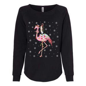 Xmas Lighting Santa Hat Flamingo Riding Penguin Christmas Cute Gift Womens California Wash Sweatshirt