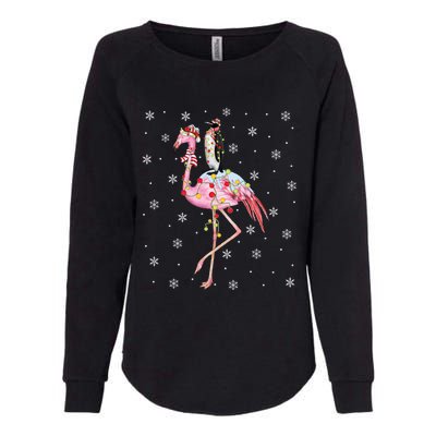 Xmas Lighting Santa Hat Flamingo Riding Penguin Christmas Cute Gift Womens California Wash Sweatshirt