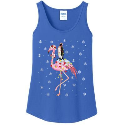 Xmas Lighting Santa Hat Flamingo Riding Penguin Christmas Cute Gift Ladies Essential Tank