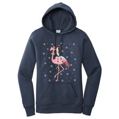 Xmas Lighting Santa Hat Flamingo Riding Penguin Christmas Cute Gift Women's Pullover Hoodie