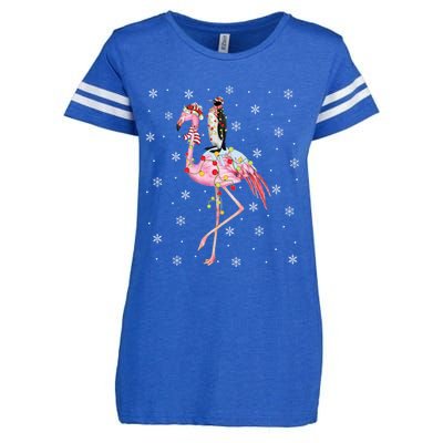 Xmas Lighting Santa Hat Flamingo Riding Penguin Christmas Cute Gift Enza Ladies Jersey Football T-Shirt