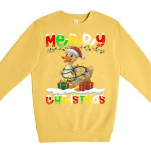 Xmas Lighting Santa Hat Duck Bird Merry Christmas Gift Premium Crewneck Sweatshirt