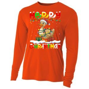 Xmas Lighting Santa Hat Duck Bird Merry Christmas Gift Cooling Performance Long Sleeve Crew