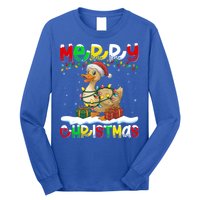 Xmas Lighting Santa Hat Duck Bird Merry Christmas Gift Long Sleeve Shirt