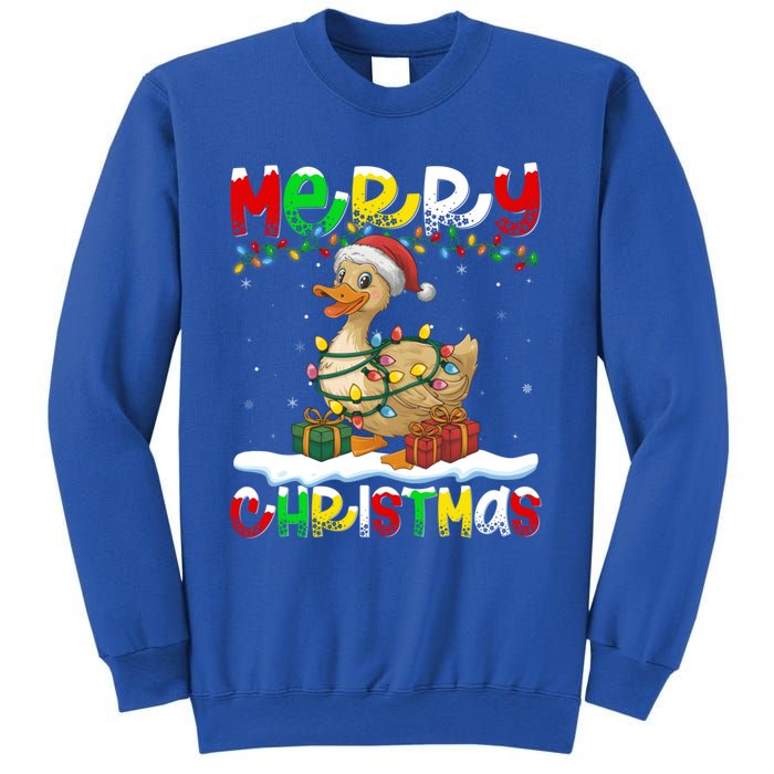 Xmas Lighting Santa Hat Duck Bird Merry Christmas Gift Sweatshirt