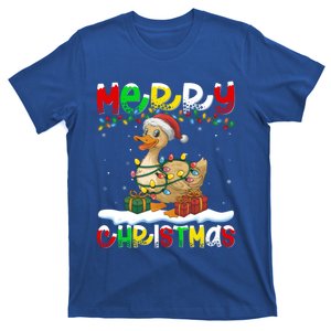 Xmas Lighting Santa Hat Duck Bird Merry Christmas Gift T-Shirt