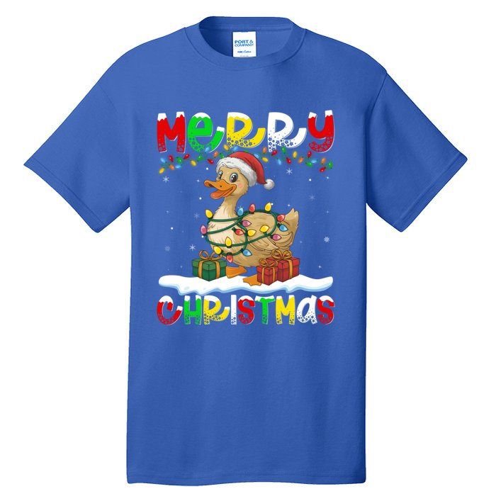 Xmas Lighting Santa Hat Duck Bird Merry Christmas Gift Tall T-Shirt