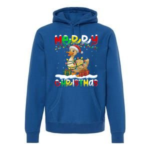 Xmas Lighting Santa Hat Duck Bird Merry Christmas Gift Premium Hoodie