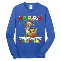 Xmas Lighting Santa Hat Duck Bird Merry Christmas Gift Tall Long Sleeve T-Shirt