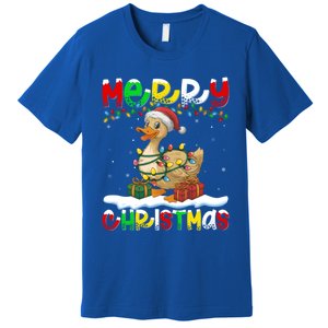 Xmas Lighting Santa Hat Duck Bird Merry Christmas Gift Premium T-Shirt