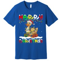 Xmas Lighting Santa Hat Duck Bird Merry Christmas Gift Premium T-Shirt