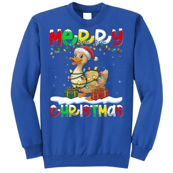 Xmas Lighting Santa Hat Duck Bird Merry Christmas Gift Tall Sweatshirt