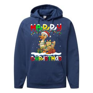 Xmas Lighting Santa Hat Duck Bird Merry Christmas Gift Performance Fleece Hoodie