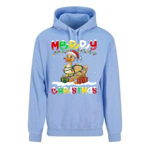 Xmas Lighting Santa Hat Duck Bird Merry Christmas Gift Unisex Surf Hoodie