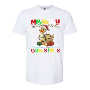 Xmas Lighting Santa Hat Duck Bird Merry Christmas Gift Softstyle CVC T-Shirt